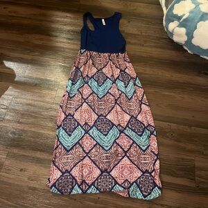 Xhileration boho chic side slit bohemian casual summer maxi dress